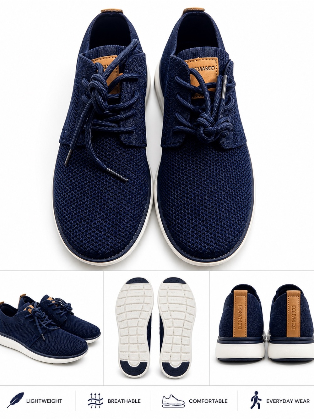 Bruno Marco Navy Knit Sneakers – Men’s Size 8.5